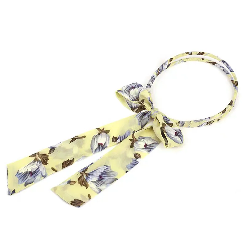light yellow Корейские самодельные ободки Головные уборы Женская лента повязка для волос для девочек винтажная мягкая резинка для волос обруч для волос аксессуары для волос GS32 - Цвет: light yellow