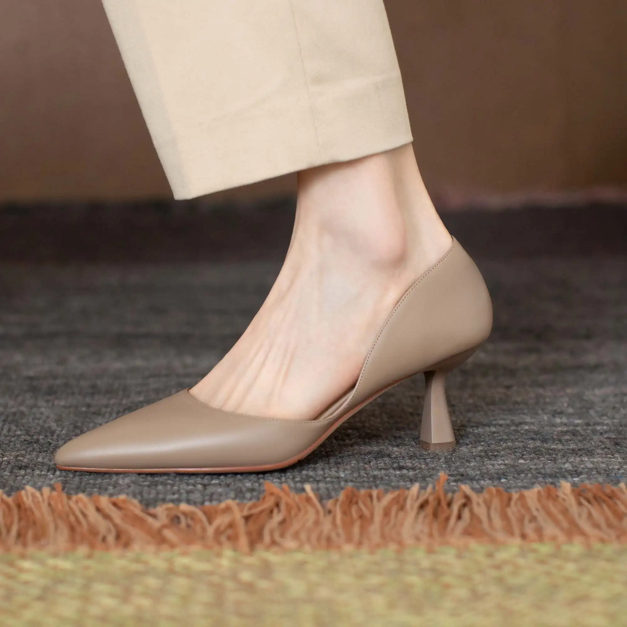 Krazing Pot Full Grain Leather Colorful Pointed Toe Stiletto High Heels Slip On Fashion Shallow Sexy Wedding Wholesale Ins Pumps