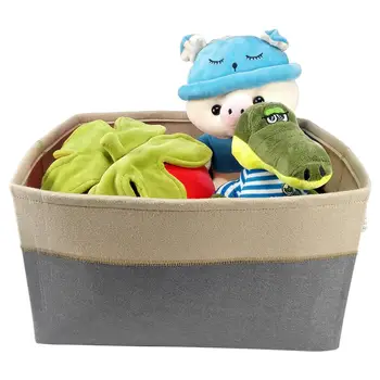 

Decorative Grey Patchwork Felt Basket Rectangular Fabric Storage Bin Organizer Basket with Handles for Clothes Storage