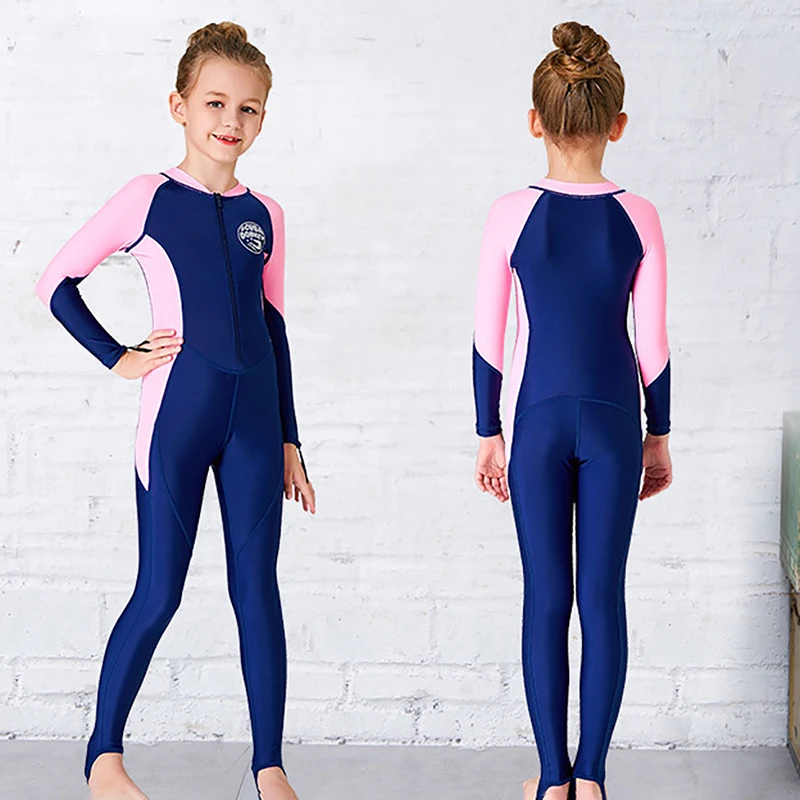 

Girls Children Long Sleeve Wetsuit Swimwear Sunshade UV Protection One-Piece Diving Snorkeling Surfing Suit Swimsuit