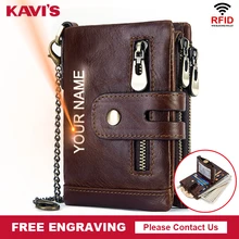 

Free Engraving Cowhide Genuine Leather Men Wallet Coin Purse Mini Card Holder Chain PORTFOLIO Portomonee Male Walet Pocket Chain
