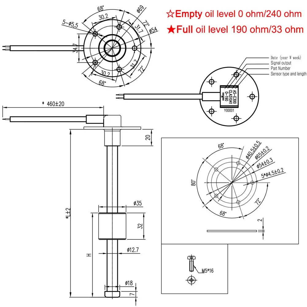 Sensore Livello Carburante 150mm 0-190ohm Con Indicatore - Per Auto, Camper, Barche, Acciaio Inox 316 - Foto 9