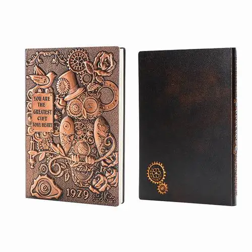 A5 винтажный дневник с тисненой обложкой Desitgn дорожный блокнот, 100 листов, 80 gsm страница в полоску, TPN035 - Цвет: Red Bronze Color