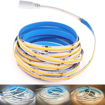 

COB LED Strip Lights 12V 24V FCOB High Density Grow Light Flexible LED Tape High Bright 384/528 LEDs/M Linear Ribbon 3 Colors