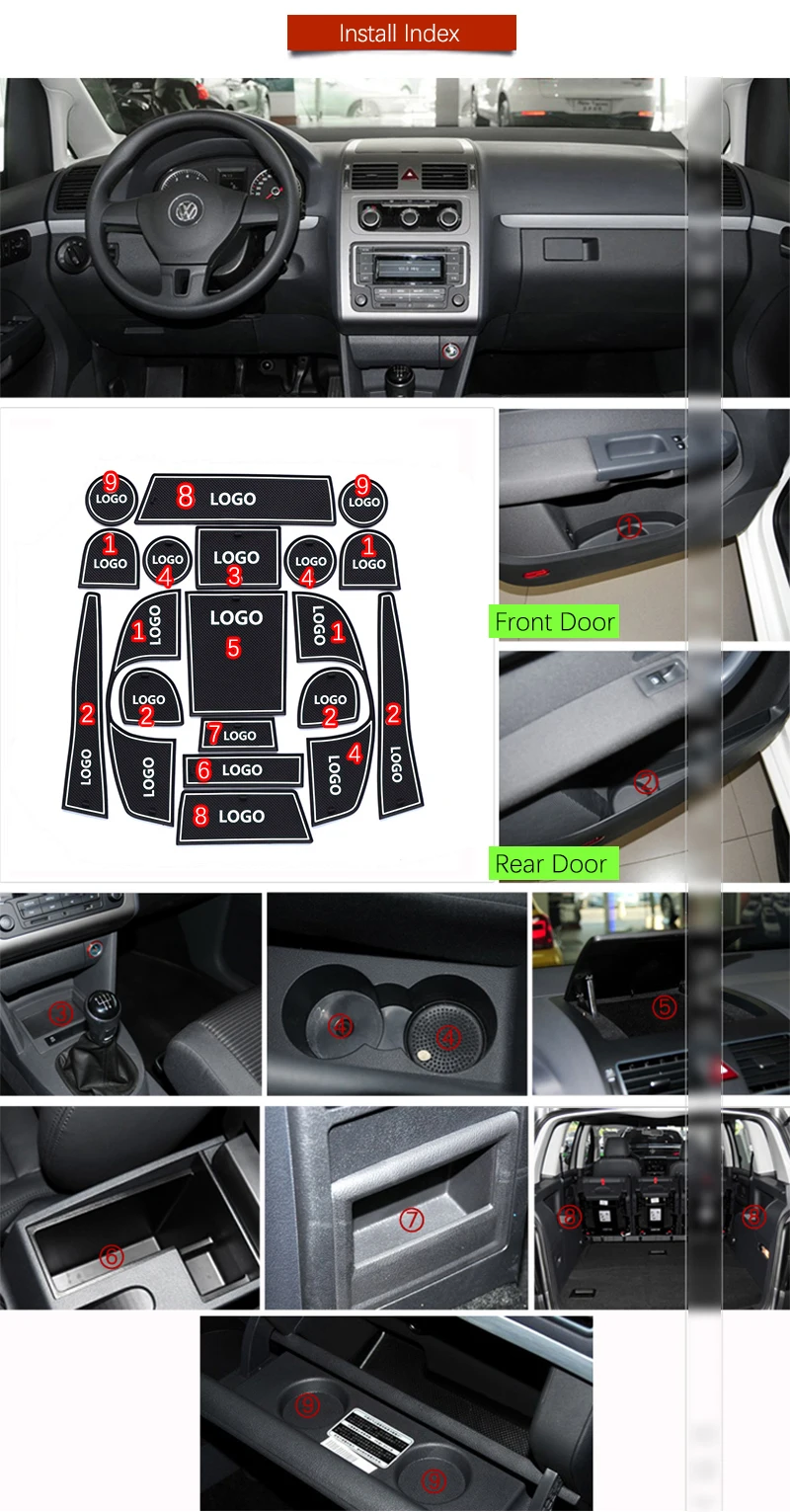 RKAC для VW Touran 2003- противоскользящие резиновые подставки под стакан дверной коврик 13 шт./компл. аксессуары автомобильный Стайлинг наклейка
