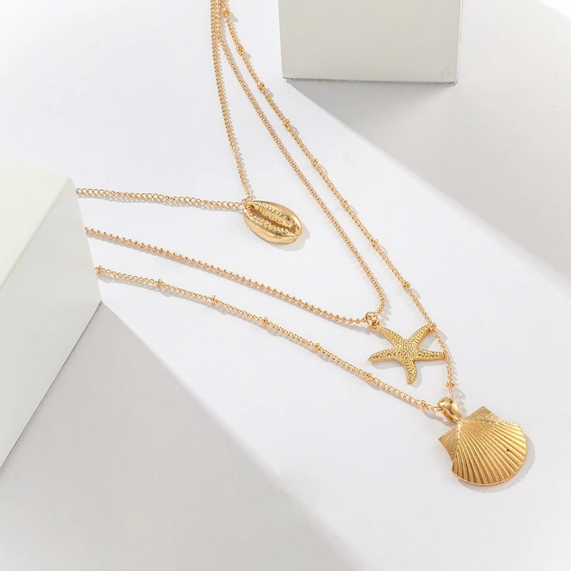 Boho пляжная богемная Морская раковина Короткая подвеска на ожерелье s для женщин Очаровательное ожерелье золотого цвета ювелирные изделия