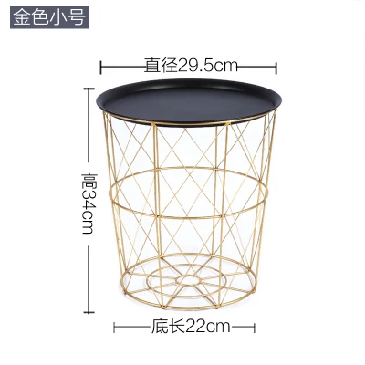 Дешевые скандинавские маленькие журнальные столик креативные современные железные корзины для хранения с крышкой чай фрукты закуски тарелка лоток Многофункциональный 3 размера - Цвет: gold black S