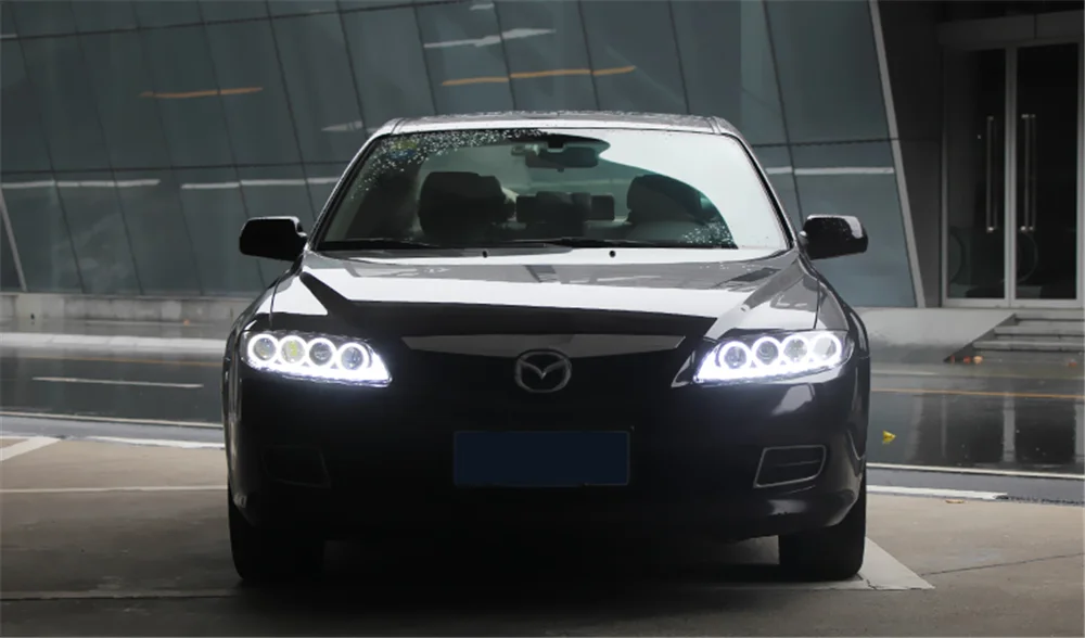 Пара для mazda 6 светодиодный фары 2003- mazda 6 HID фары биксеноновые фары противотуманные дневные ходовые огни динамический поворот