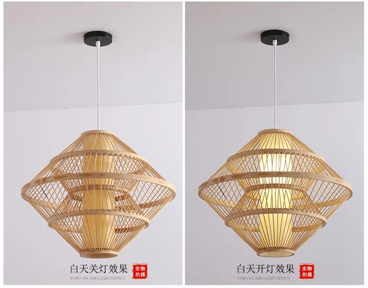 Bamboo Carving Rattan Pendant Lights Creative Restaurant Bar Hotel Teahouse Hanglamp Living Room Dining Room E27 Pendant Lamps