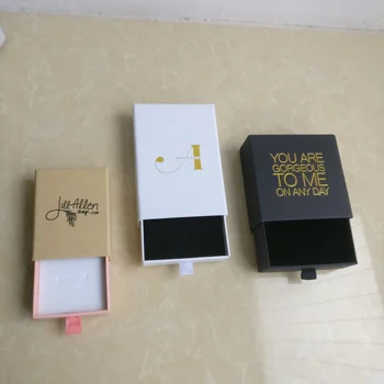 

Wholesale 500pcs/lot custom High quality gift drawer boxes printed logo jewelry packaging boxes with Velvet foam inside