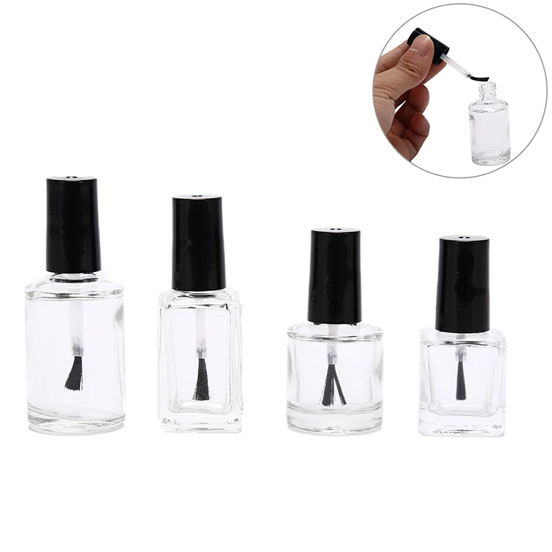 

Empty With A Lid Brush Empty Cosmetic Containers Nail Glass Bottles With Brush Transparent 10ml/15ml Nail Polish Glass Bottle