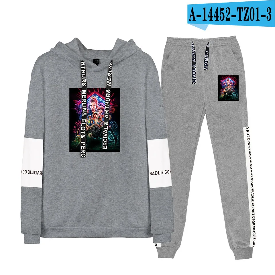 gray sweatshirt set Новые странные вещи, мужские костюмы, теплые толстовки с капюшоном, модная уличная одежда для мальчиков и девочек, большие размеры, спортивные костюмы, костюм Harajuku - Цвет: gray sweatshirt set