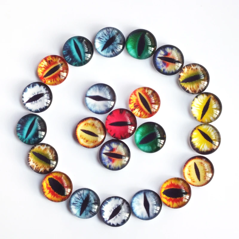 6/8/10/12/14/16/18/20/22/25mm Mixed Doll eyes Dragon Eyes Round Glass Cabochon Flatback Photo Dome Jewelry Pendant Settings 5