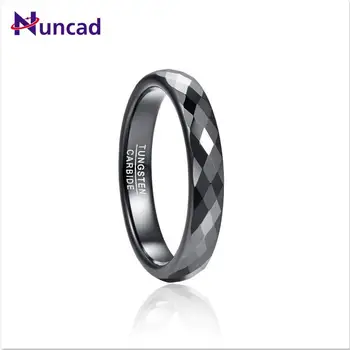

4mm Tungsten Carbide Ring Black Polished Finish Rhombic Wedding Ring Comfort Fit Tungsten Steel Ring