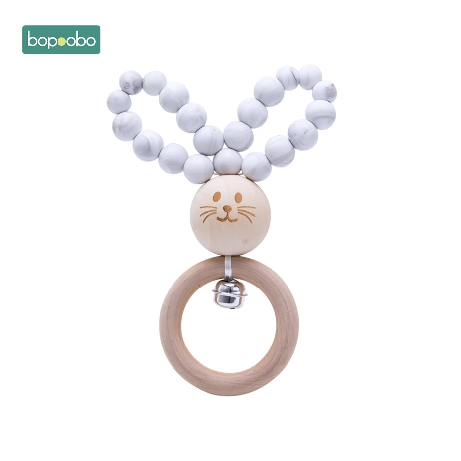 Bunny Marble Bopoobo 1 шт. детский Прорезыватель детская музыкальная игрушка Погремушки для новорожденных Силиконовые Бусины BPA бесплатные Детские Прорезыватели для зубов продукт для малышей - Цвет: Bunny Marble