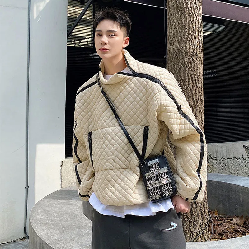 Diamond Lattice Double Zipper Jacket Bulb Fashion Rentals