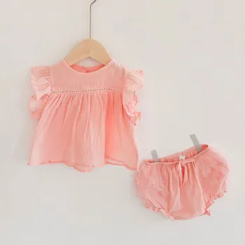 

2020 Summer Baby Puffy Loose Shirt Blouse+Mesh Pant Baby Girl 2-Piece Set 3 6 9 12 18 24 Month Toddler Newborn Clothes OBS204014