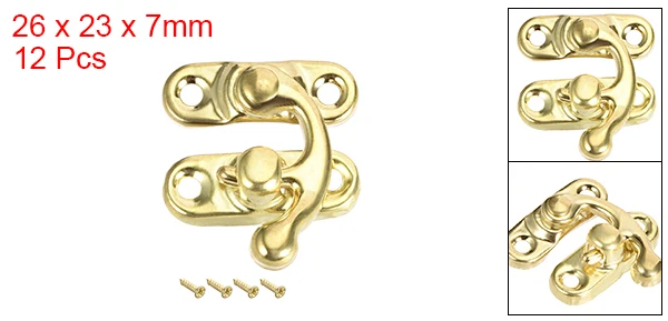 12pc R26x23mm Golden Uxcell 12 шт. 50 шт. античный левый и правый крюк защелки Засов поворотный рычаг защелка w винты бронзовый тон серебряный золотой - Цвет: 12pc R26x23mm Golden