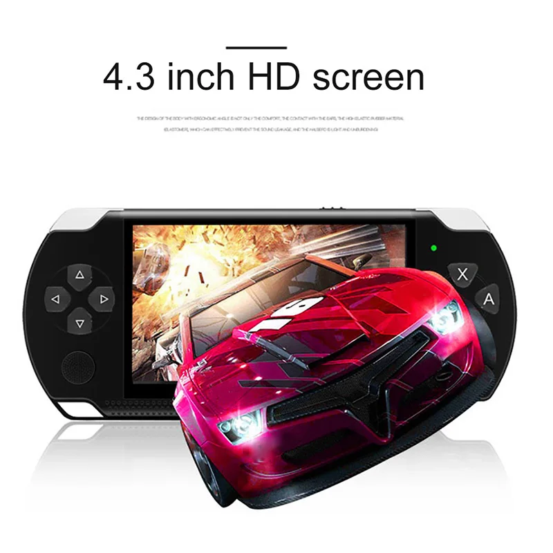 X6 4.3 Inch Handheld Game Console Player 10000 Games 32Bit 8GB Support for PSP Game/Video/E-Book(Black)