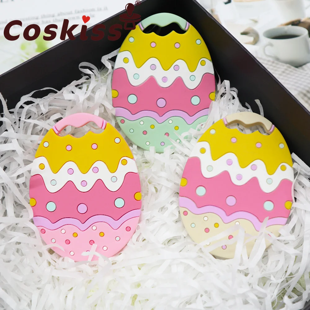 Coskiss 1pcs Easter Baby Silicone Eggs Teethers Food Grade Silicone