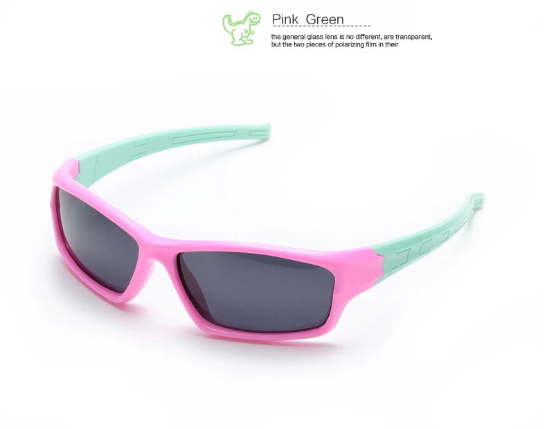 Крутые Детские поляризованные солнцезащитные очки для детей, для девочек и мальчиков, брендовые дизайнерские спортивные очки, TR90, поляризованные солнцезащитные очки, оттенки для младенцев - Цвет линз: Pink Green