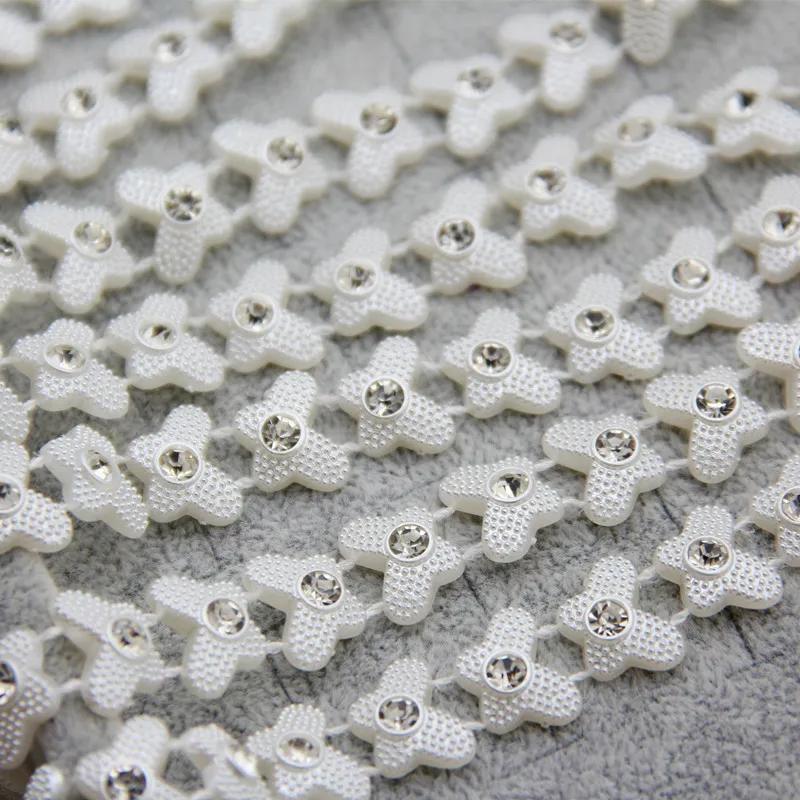 2Yard Butterfly Moasic Drill Pearl Beads DIY Crafts Supplies Jewelry Findings Decor Bridal Wedding Dress Garment Cloth Accessory