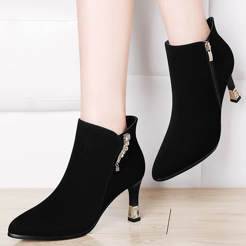 

Centennial Boots WOMEN'S High-heeled Shoes 2019 Autumn And Winter New Style Martin Boots Thin Heeled Dull Polish Short Boots WOM