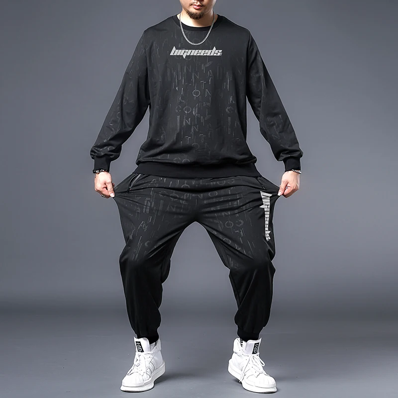 

Plus size 7XL 6XL Men Spring 2020 Tracksuit Set Men Casual Track suits Sets O Neck Long Sleeve Hoodie+Pants Man Outwear Suit