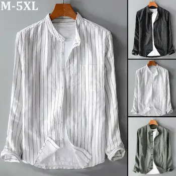 

Men's Slim Fit Shirt Boy Single-breasted lapel business casual Long Sleeve Stylish FormalStripe Top outer garment dustcloak