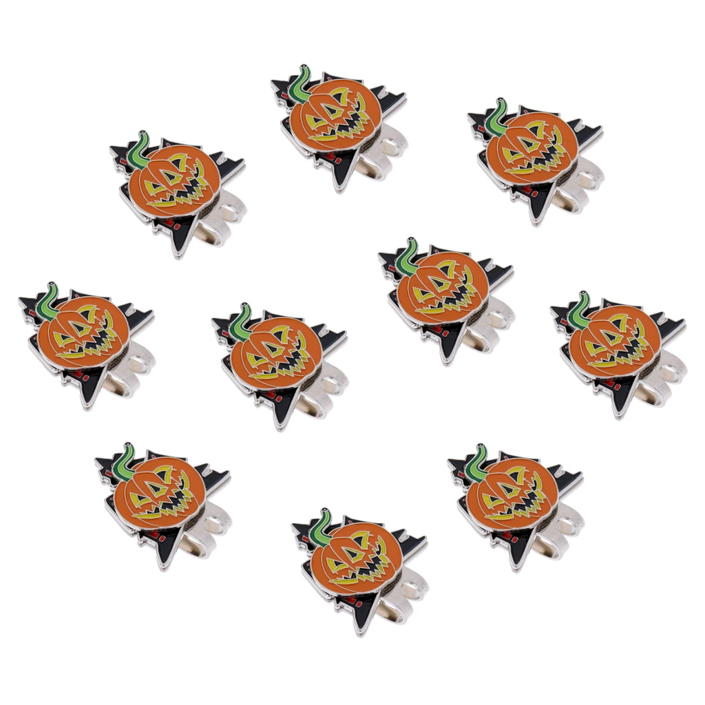 10 Pieces/Pack Halloween Pumpkin  Hat Cap Clip Golf Ball Marker Gift