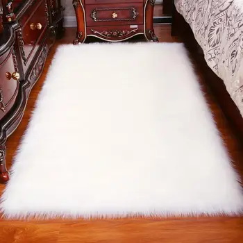 

32 Hair Solid Carpet Living Room Deco Artificial Skin Rectangle Fluffy Mat Pad Anti-Slip Chair Sofa Cover Plain Area Rugs