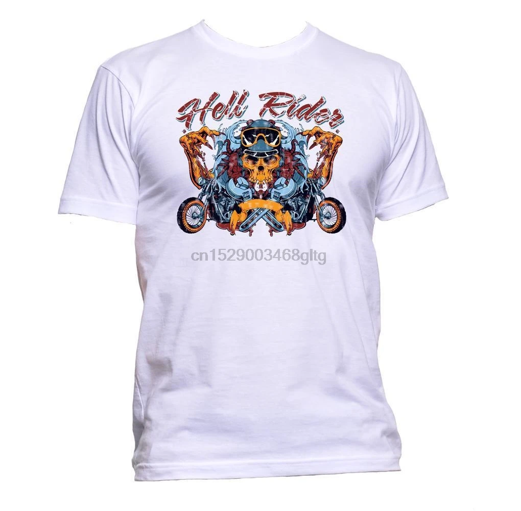 Известный бренд дизайн лето новый принт человек хлопок Мода Hell Rider череп