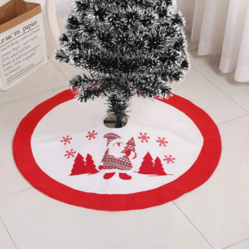 

90CM Red and white Christmas Tree Skirt With Snowflake Christmas Tree Carpet New Year Decoration Merry Christmas Rug Party Decor