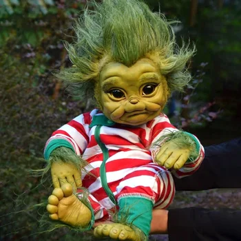 

Christmas geek grinch plush toy green fur strange grinch children cartoon doll doll simulation doll child christmas gift