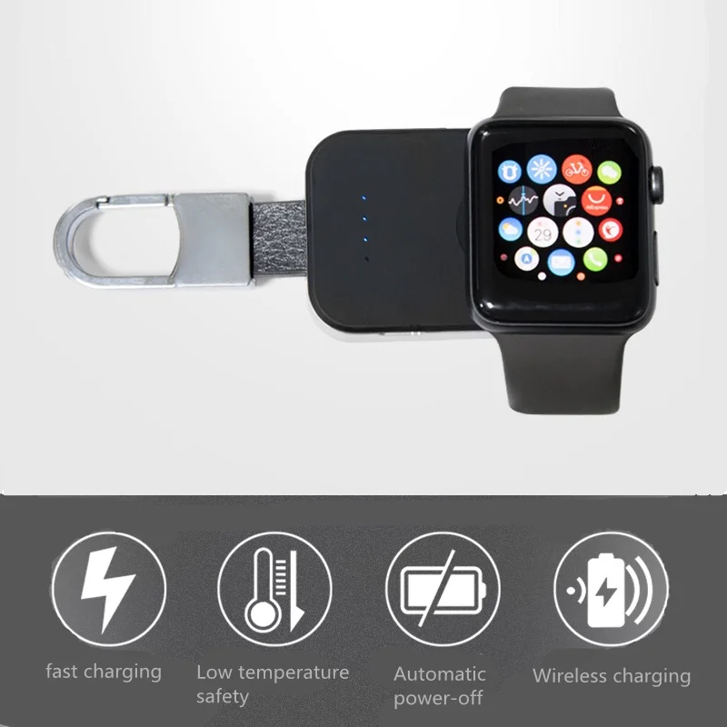 QI Беспроводное зарядное устройство для Apple Watch band 5 4 iWatch 3 2 1 портативные умные часы внешний аккумулятор банк питания брелок