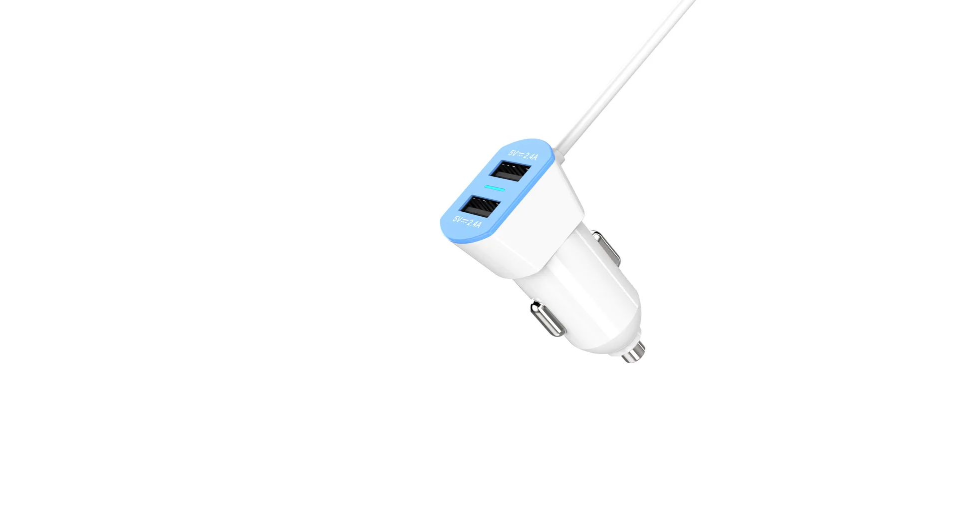 Автомобильное зарядное устройство с двумя портами USB, с полосковый Волновод с двойным соединением 2.4A зарядная ножка 4.8A зарядник телефона для автомобиля, автомобильная Быстрая зарядка
