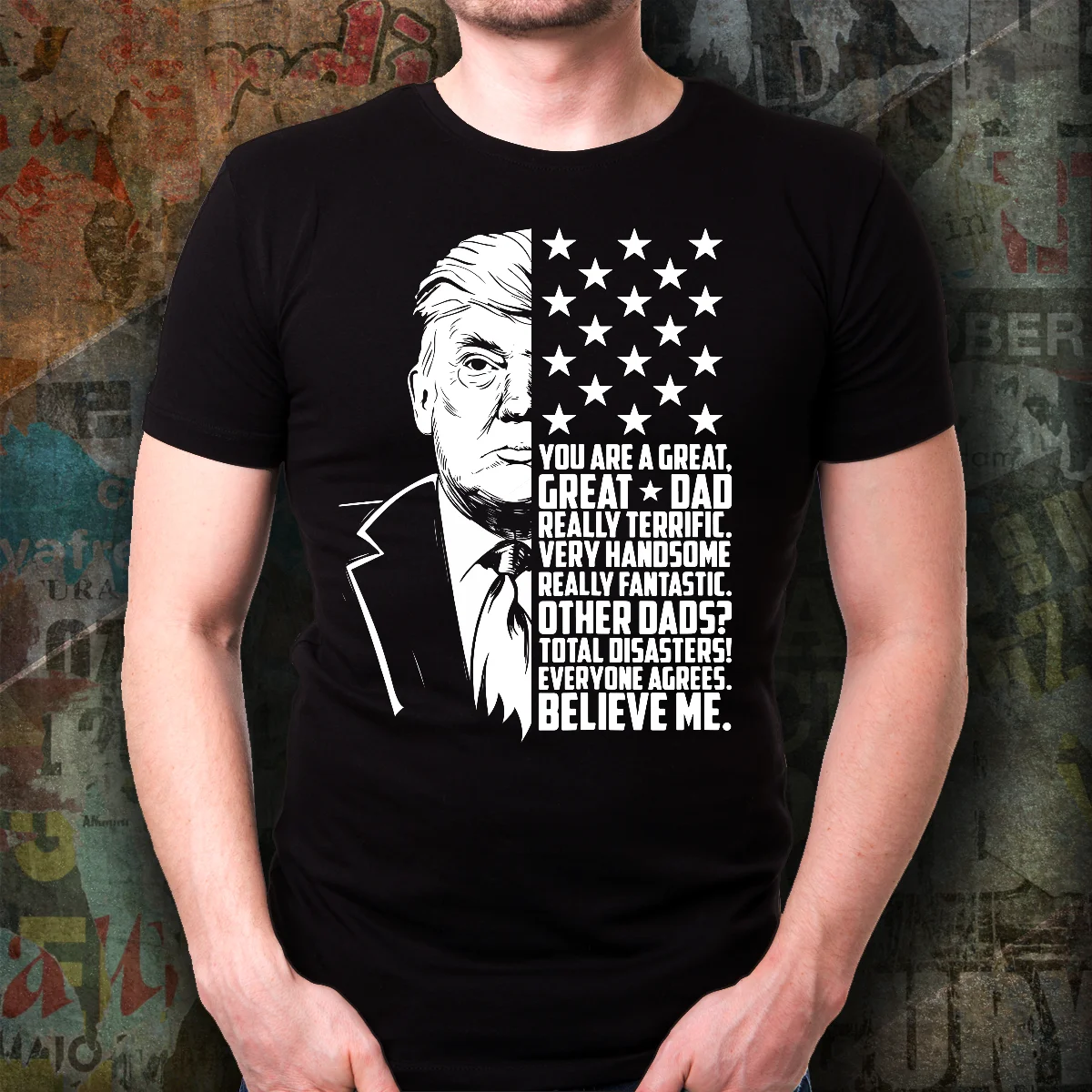 Funny Donald Trump Great Dad T-Shirt For Men Father's Day American Flag Gift Tee | Футболки и поло