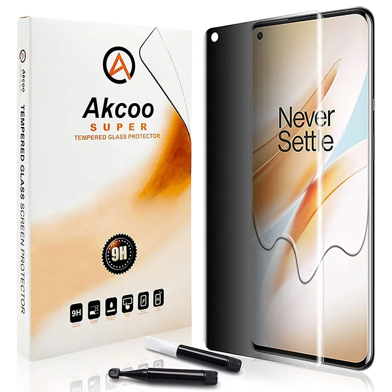 Akcoo for OnePlus 8 Pro Privacy UV Screen Protector Tempered Glass film Full Screen adhesive Touch sensitive anti-spy Protector