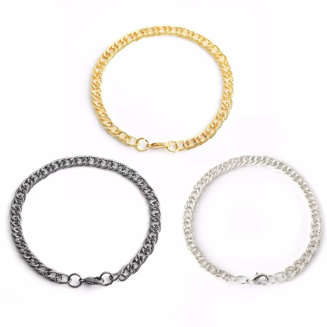 Men Stainless Steel Curb Chain Punk Black Slim Bracelet Wristband Hip Hop Fashion Jewelry Shellhard acero inoxidable joyeria