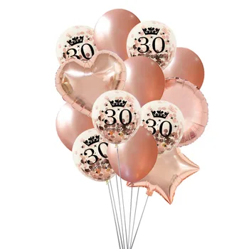 

Rose gold Crown 30 40 50 years old Birthday Balloons 30th 40th 50th Birthday Party Decoration Heart Star Happy Birthday