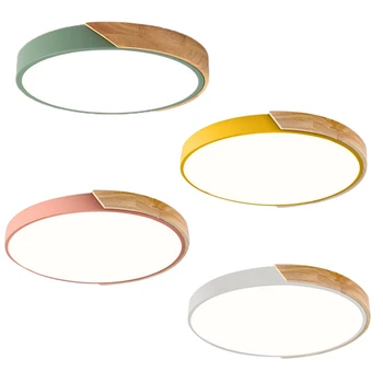 

Nordic Oak Wood Adjustable Led Ceiling Lamp Round Bedroom Lamps
