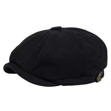 Два размера, однотонные черные винтажные мужские береты, шапка s, шерсть, берет, шляпа, французская фуражка s, Женская Повседневная кепка газетчика, шерсть плюща, Boinas