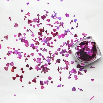 

GLITTER – Heart Cross Shape 12 Colors 1Kg Mix hearts/cross shape glitter confetti Laser Heart Cross Flakes Nail Art Glitter