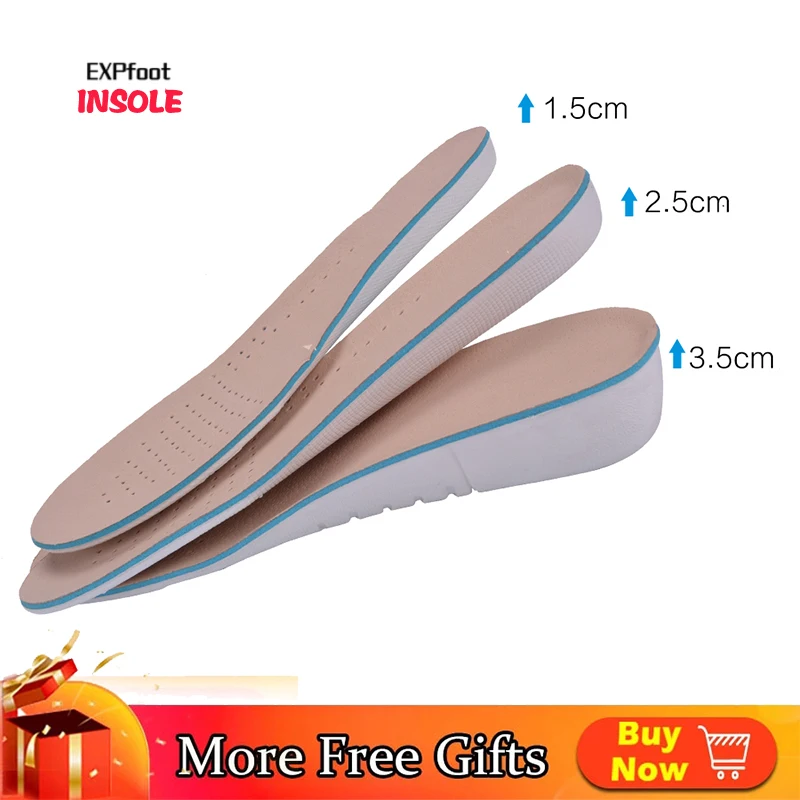 100 Genuine Leather Comfortable Memory Foam Height Increase Insoles