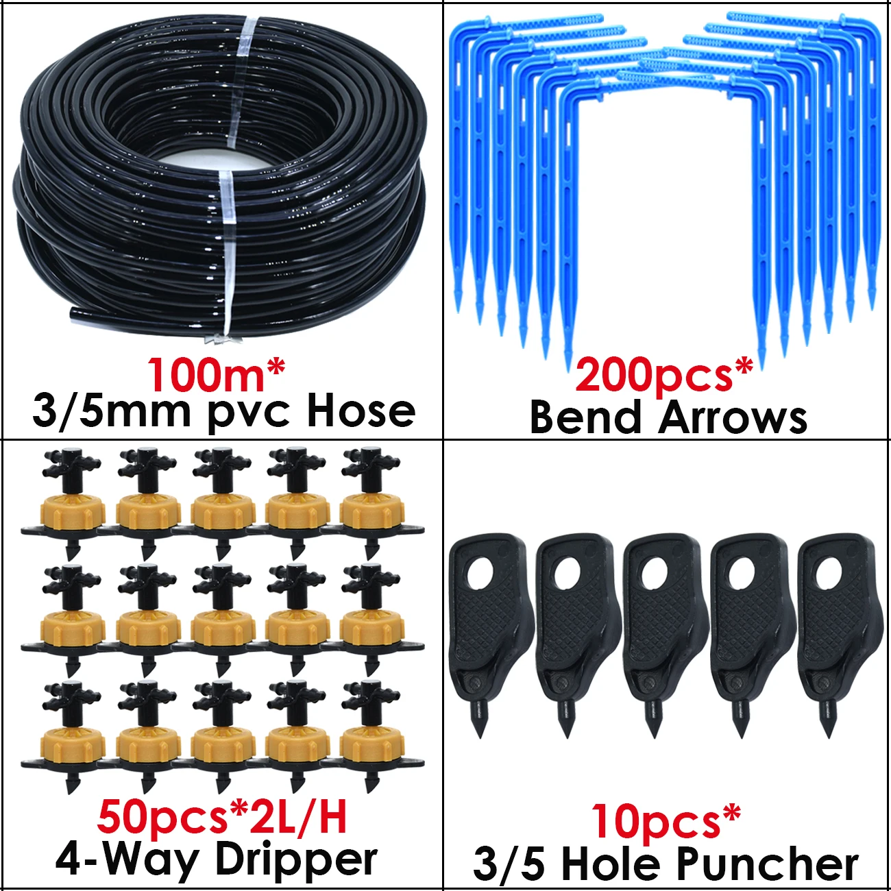 KESLA 5M-100M 2LPH Pressure Compensation Emitter Watering Kits for Agriculture Greenhouse Drop Drip Irrigation System w/ Puncher