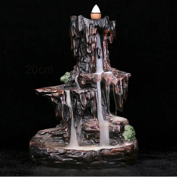 

10 Incense Cones Mountains River Waterfall Incense Burner Fountain Backflow Aroma Smoke Censer Holder Office Home Unique Crafts