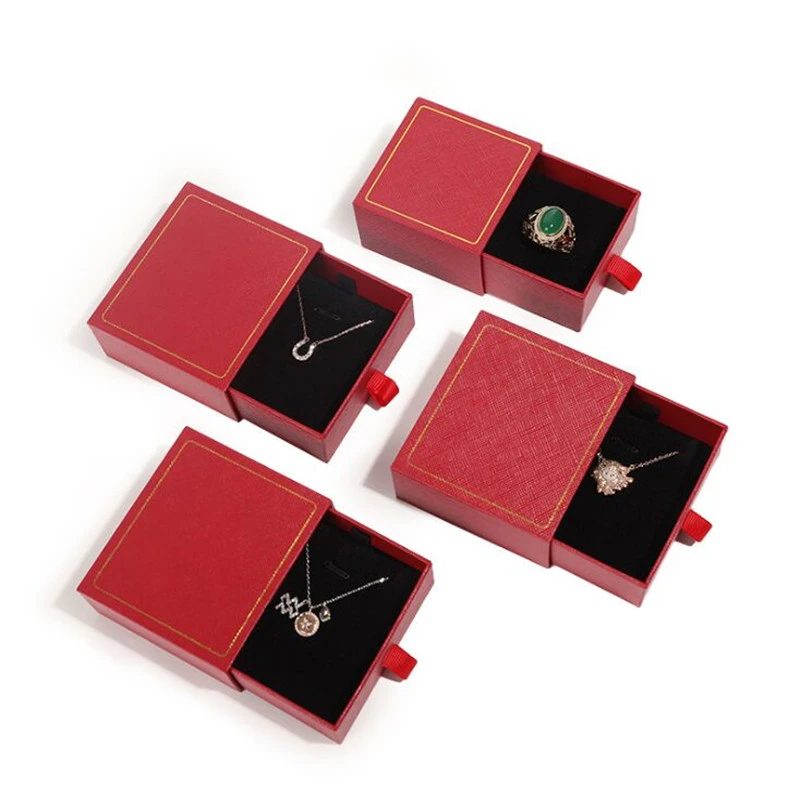 Cajón de Phnom Penh para almacenamiento de joyas, caja de joyería roja/negra de 6,5x6,5x4cm, colgante, collar, 1 pieza|Envase y exposición de joyería| - AliExpress