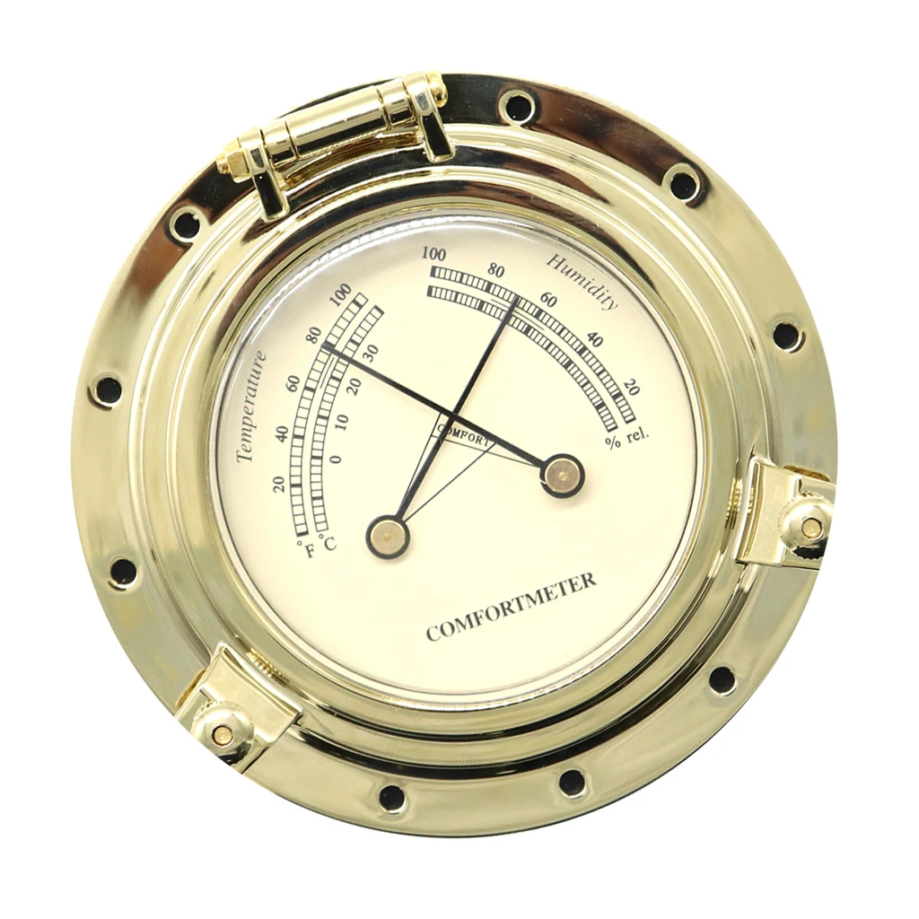

Vintage Style Round Temperature Humidity Meter for Navigation Gold