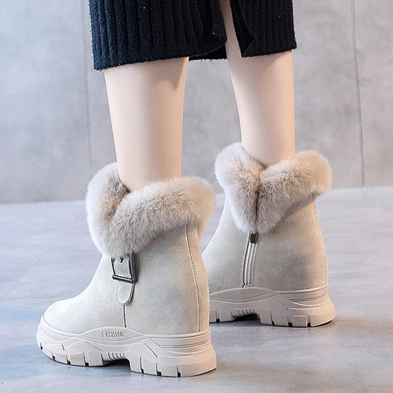 Зимняя обувь; коллекция года; теплые меховые женские зимние ботинки; женские ботильоны из натуральной кожи; обувь на скрытом каблуке; женская зимняя обувь; зимние ботинки