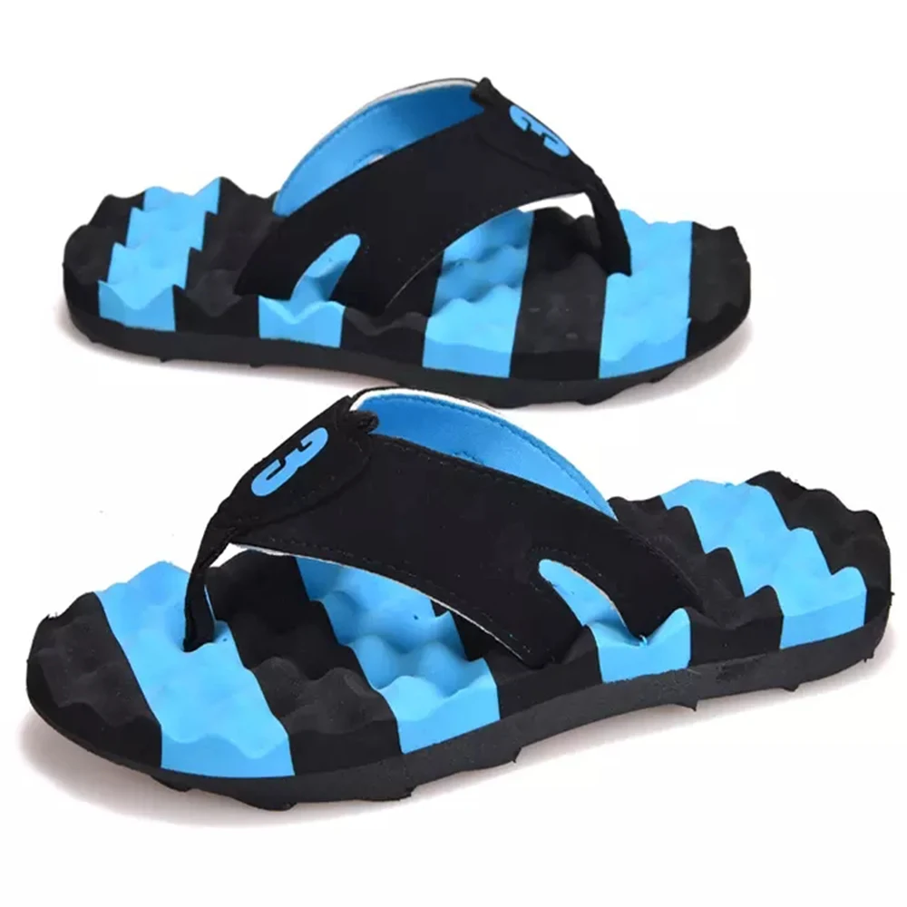 

Massage Sole Flip-Flops Blue Bees Vamp Men Slippers Flexible Beach Outdoor Male Walking Slippers